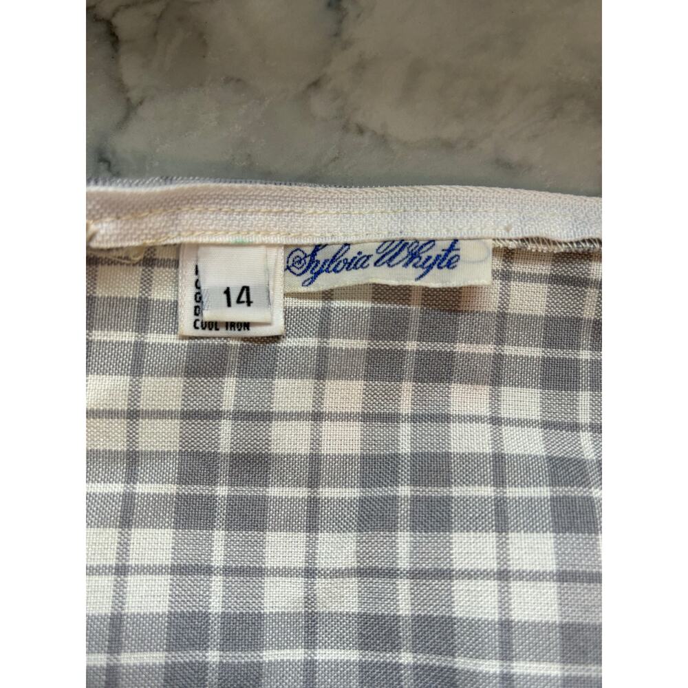 Sylvia Whyte vintage girls gray plaid dress with red bow size 14 - Picture 6 of 6
